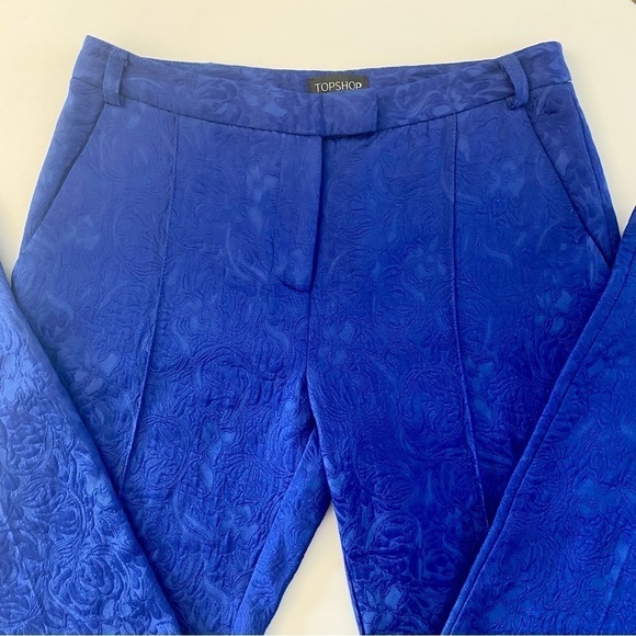 Topshop Blue Slim Fit Patterned Trousers - Picture 4 of 10